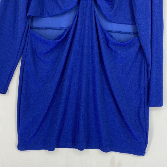 Wild Fable Juniors Size 2X Cut Out Bodycon Dress Long Sleeve Lapis Blue Lurex - Picture 4 of 8